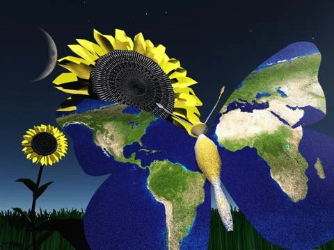 Earth butterfly Stock Illustration