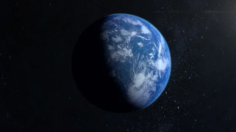 Earth. The camera flies around. The planet moves to the left. A view from space Stock Footage 105967643