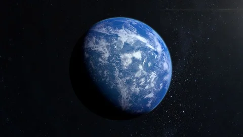 Earth. The camera flies around. A view from space. Stars twinkle. 4K. Almost Stock-Footage 107878827
