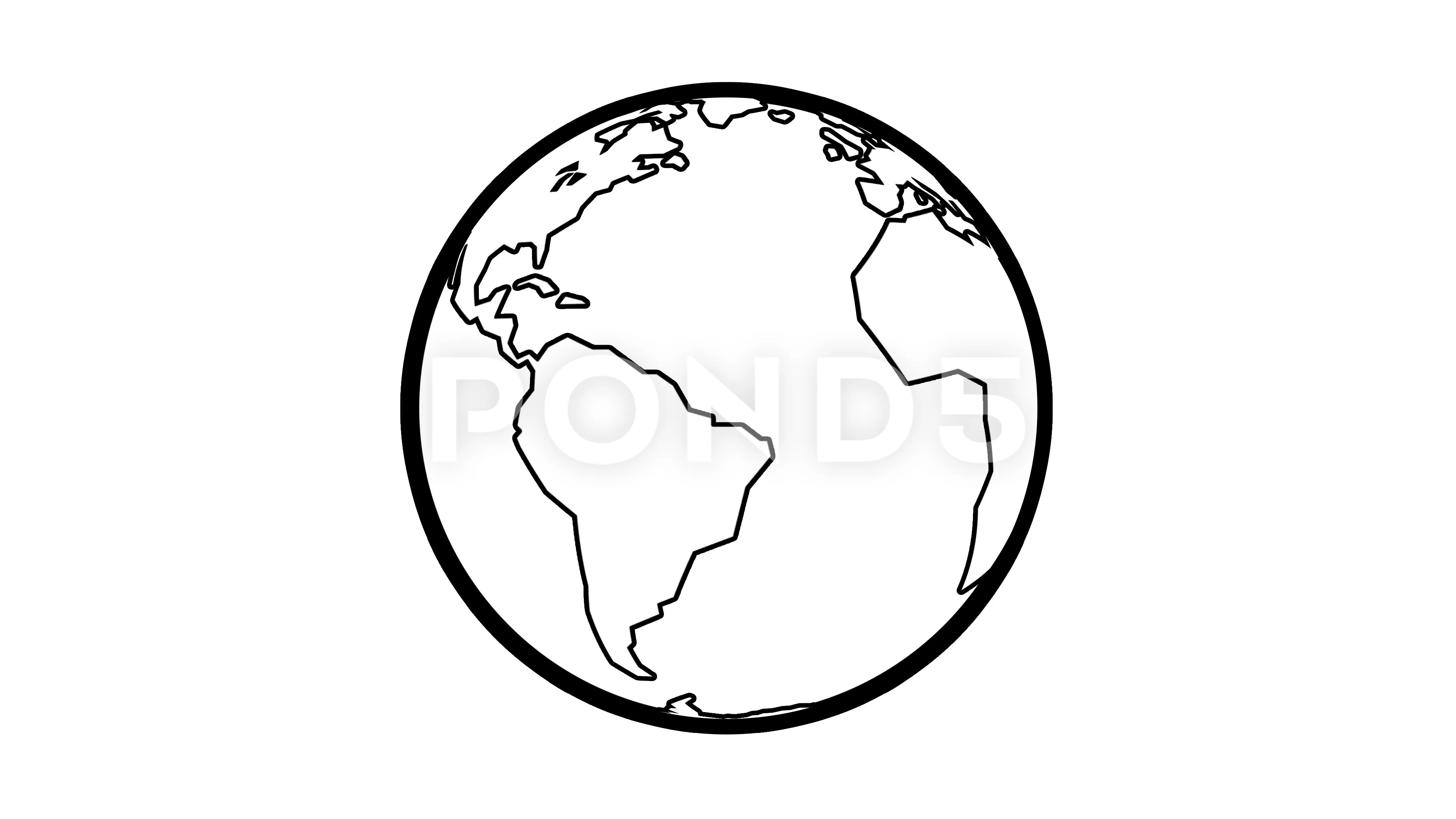 Earth cartoon 2d black and white with ou... | Stock Video | Pond5