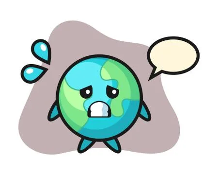 Earth cartoon afraid Stock Illustration