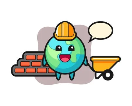 Earth cartoon as a builder Illustrazione stock