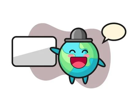 Earth cartoon doing a presentation Illustrazione stock