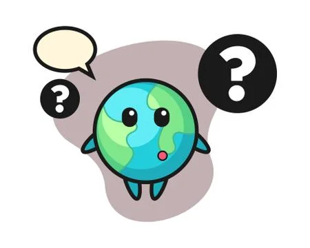 Earth cartoon with the question mark Stock Illustration