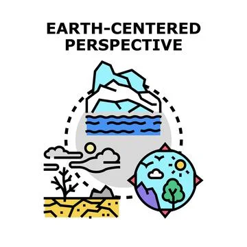 Earth centered perspective illustrating environmental challenges and solution Stock Illustration