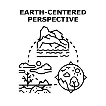 Earth centered perspective illustrating environmental challenges and solution Stock Illustration