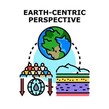Earth centric perspective with human and natural resources Stock Illustration