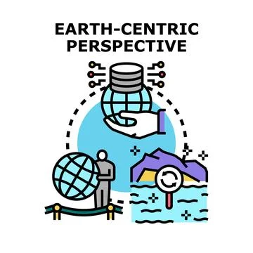Earth centric perspective on sustainability and global impact Stock Illustration