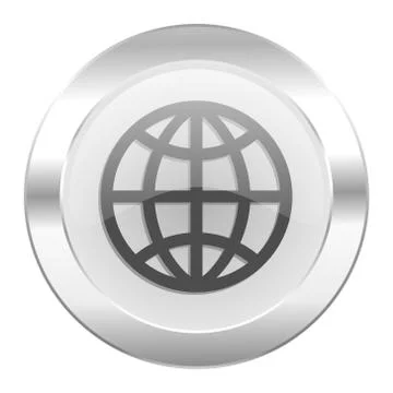Earth chrome web icon isolated. Stockillustratie