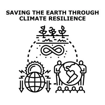 Earth climate resilience saving global environment concept Stock Illustration