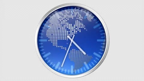 Earth Clock with transparent (alpha) background Stock Footage 235690278