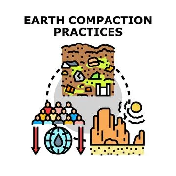 Earth compaction practices causing environmental impact concept Stock Illustration