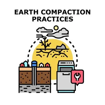 Earth compaction practices for ground stabilization engineering Stock Illustration