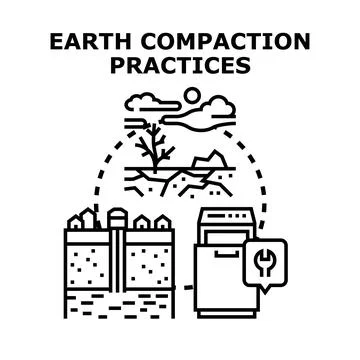 Earth compaction practices for ground stabilization engineering Stockillustratie