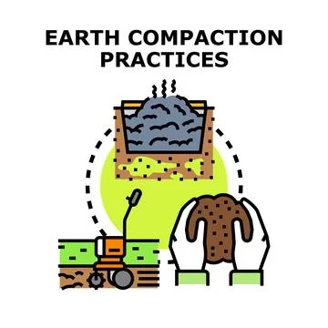 Earth compaction practices process preparing construction ground Stock Illustration