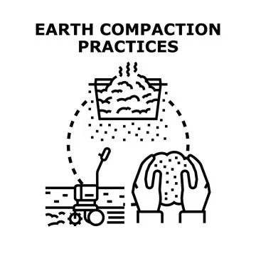 Earth compaction practices process preparing construction ground Stock Illustration