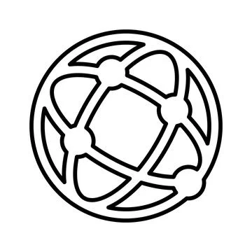 Earth with connected points on grid outline icon. Stock Illustration