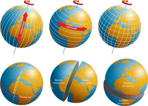 Earth Coordinates Diagram Stock Illustration