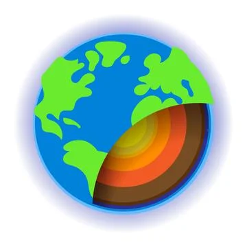 Earth core internal structure global diagram vector for academic science project Stock Illustration