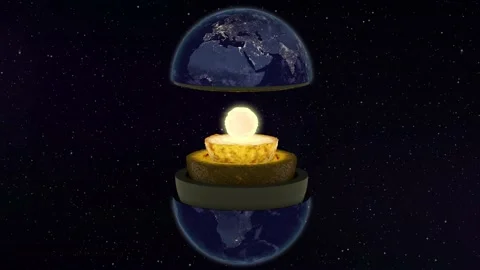 Earth core structure animation with geological layers. 3d rendering Stock Footage 160991064