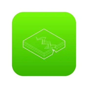 Earth crack icon green vector Illustrazione stock