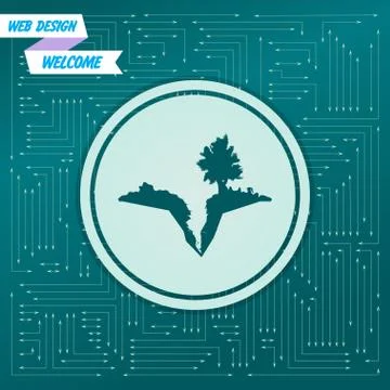 Earth crack, split in  icon on a green background, with arrows in different d 스톡 일러스트