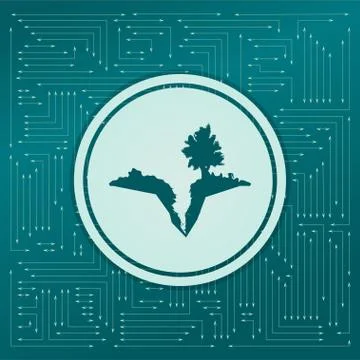 Earth crack, split in icon on a green background, with arrows in different di イラスト素材