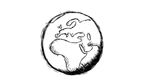 Earth. Crazy cartoon black linear pulsing hand drawn globe. Stock Footage 233543642