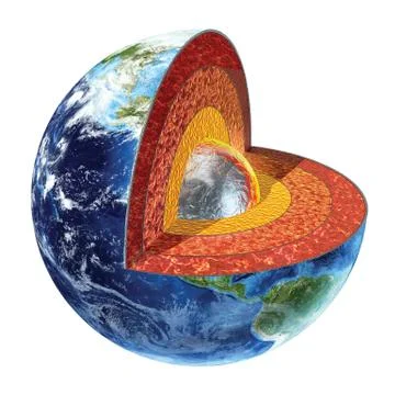 Earth cross section. inner core version. Stock Illustration