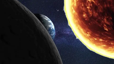 Earth from dark side of moon Stock Footage 86234648