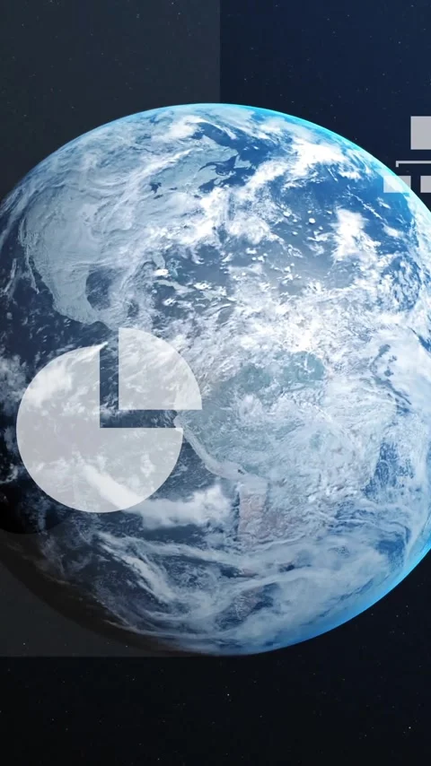 Earth with data charts and graphs animation over dark background Stock Footage 342034071
