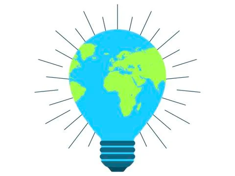 Earth day, 22 April. Clean energy, light bulb. World Environment Day. Vector  Ilustración de archivo