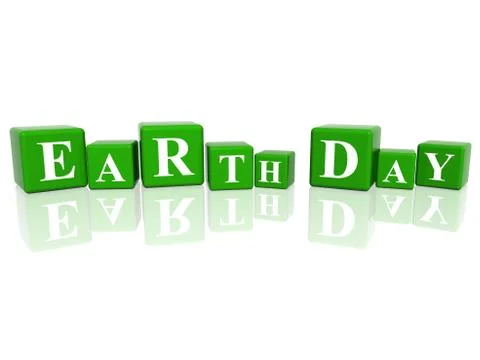 Earth Day in 3d cubes Stock Illustration