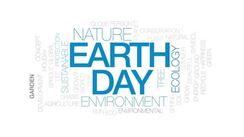 Earth day animated word cloud, text design animation. Kinetic typography. Stock Footage