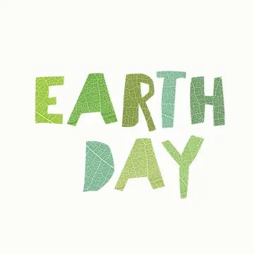 Earth Day Calebration Typography. Leaf cut letters. Abstract nature themed lo イラスト素材