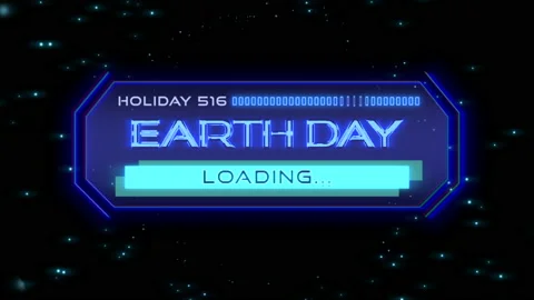 Earth Day on digital screen with HUD elements in galaxy Stock Footage 232832763