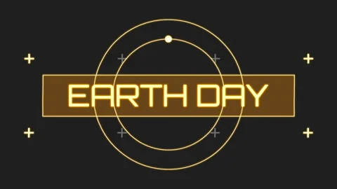 Earth Day on digital screen with HUD elements and circles Stock Footage 236174875