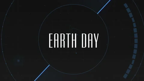 Earth Day on digital screen with HUD circles and futuristic elements Stock Footage 237440107