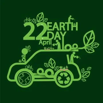 Earth Day Ecologic Driving Concept Vector Illustration Stock-Illustration