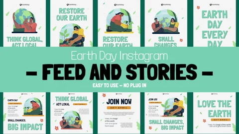 Earth Day Feed And Stories Instagram Stock After Effects