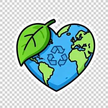 Earth Day flat vector sticker  - planet Earth with global network lines LOVE Stock Illustration