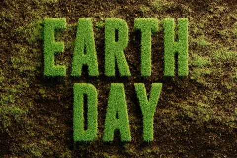 Earth Day Grass 3D Render Stock Illustration