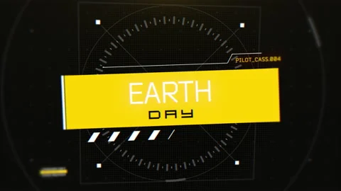 Earth Day with HUD elements on screen of spaceship Stock Footage 232832783