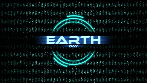 Earth Day with HUD elements on screen with glitch effect Stock Footage 232832826
