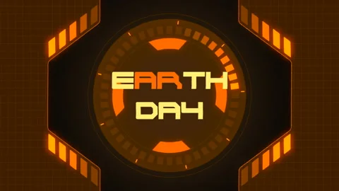 Earth Day with HUD elements on spaceship monitor Stock Footage 233399015