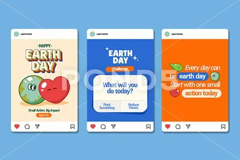 Earth Day Instagram Post Template Set PSD Template