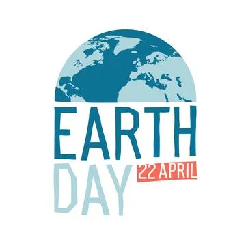 Earth day logotype design. Planet and inscription. Earth day and 22 April tex Stock Illustration