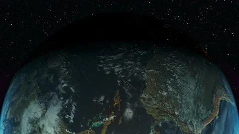 Earth, day to night, horizon, over equator on equinox Stock Footage