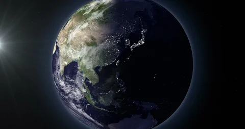 Earth day to night over Asia Stock Footage