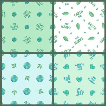 Earth day pattern vector set. International Mother Earth Day, April 22. Stock Illustration